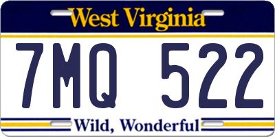 WV license plate 7MQ522