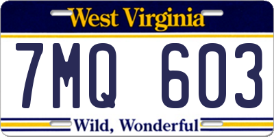WV license plate 7MQ603