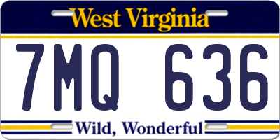 WV license plate 7MQ636