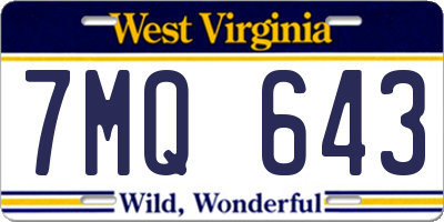 WV license plate 7MQ643