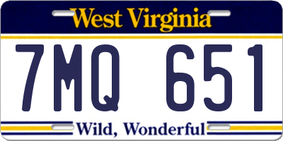 WV license plate 7MQ651