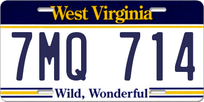 WV license plate 7MQ714