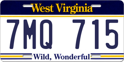 WV license plate 7MQ715
