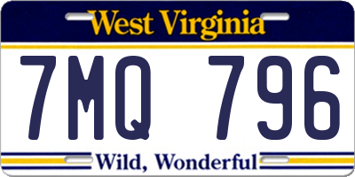 WV license plate 7MQ796
