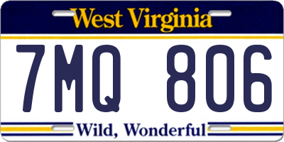 WV license plate 7MQ806