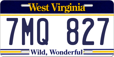 WV license plate 7MQ827