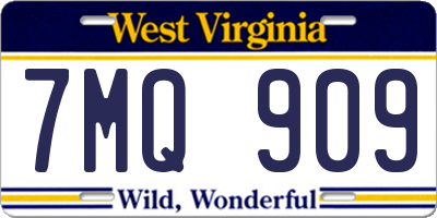 WV license plate 7MQ909