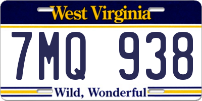 WV license plate 7MQ938