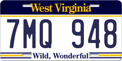 WV license plate 7MQ948