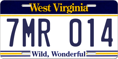 WV license plate 7MR014