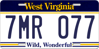 WV license plate 7MR077