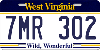 WV license plate 7MR302