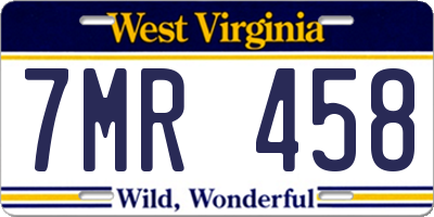 WV license plate 7MR458