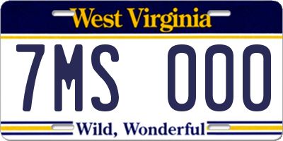 WV license plate 7MS000