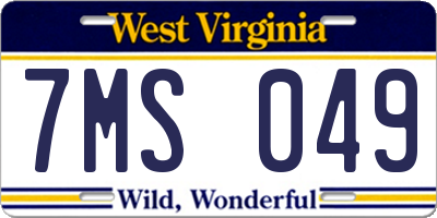 WV license plate 7MS049