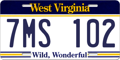 WV license plate 7MS102