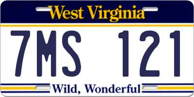 WV license plate 7MS121