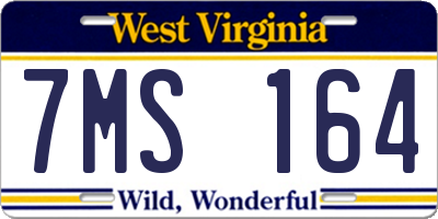 WV license plate 7MS164
