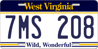 WV license plate 7MS208