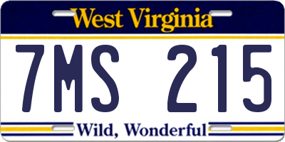 WV license plate 7MS215