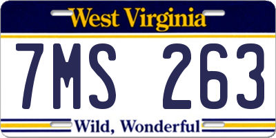 WV license plate 7MS263