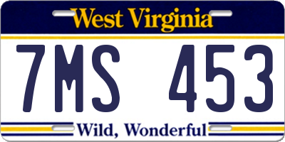 WV license plate 7MS453