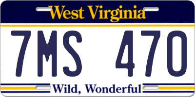 WV license plate 7MS470