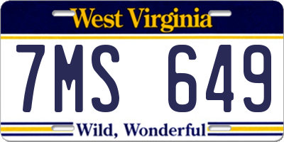 WV license plate 7MS649