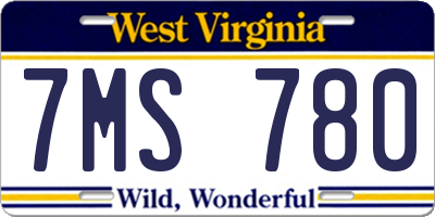 WV license plate 7MS780