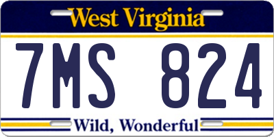 WV license plate 7MS824