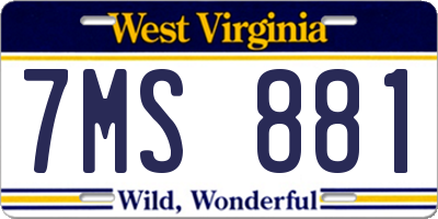 WV license plate 7MS881