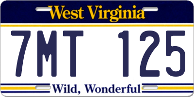 WV license plate 7MT125