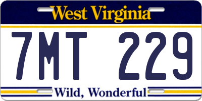 WV license plate 7MT229
