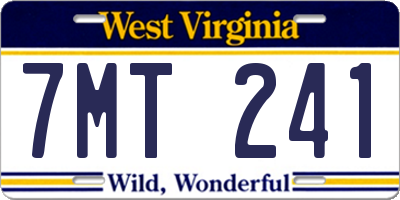 WV license plate 7MT241