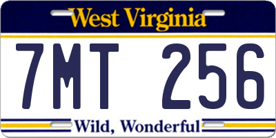 WV license plate 7MT256
