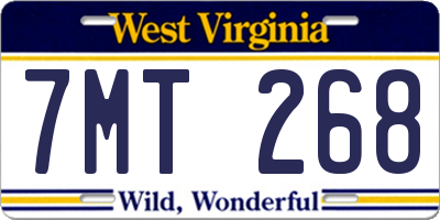 WV license plate 7MT268