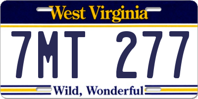 WV license plate 7MT277