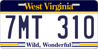 WV license plate 7MT310