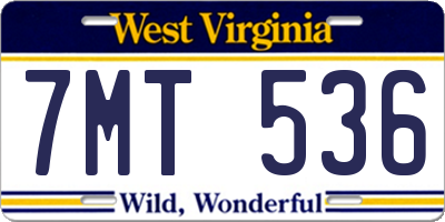 WV license plate 7MT536