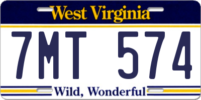WV license plate 7MT574