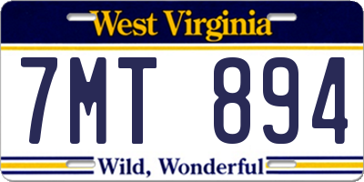 WV license plate 7MT894