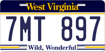 WV license plate 7MT897