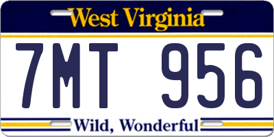 WV license plate 7MT956