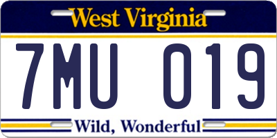 WV license plate 7MU019
