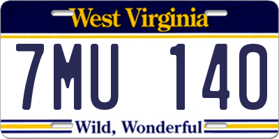 WV license plate 7MU140