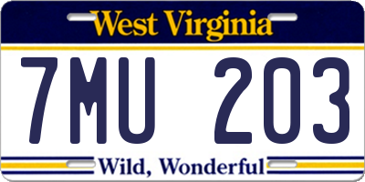 WV license plate 7MU203