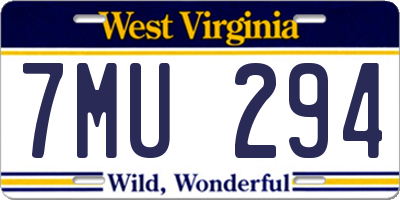 WV license plate 7MU294