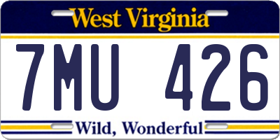 WV license plate 7MU426