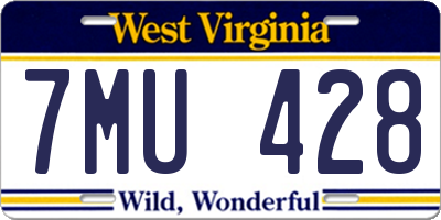 WV license plate 7MU428