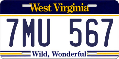 WV license plate 7MU567